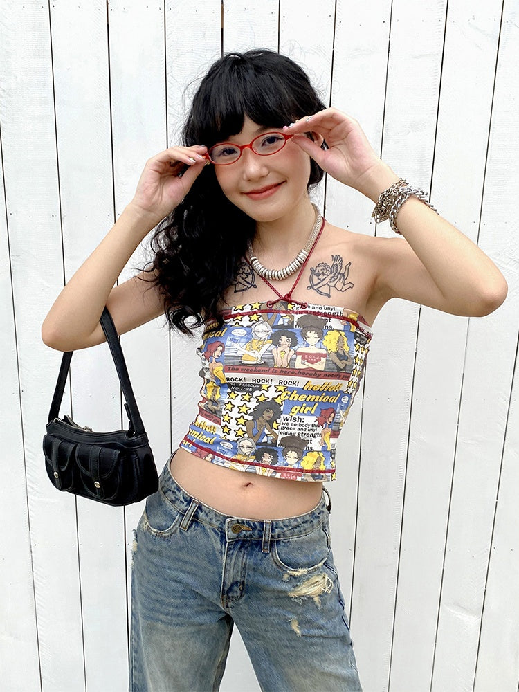 "Shibuya Beauty" Manga Print Bandeau【s0000013414】
