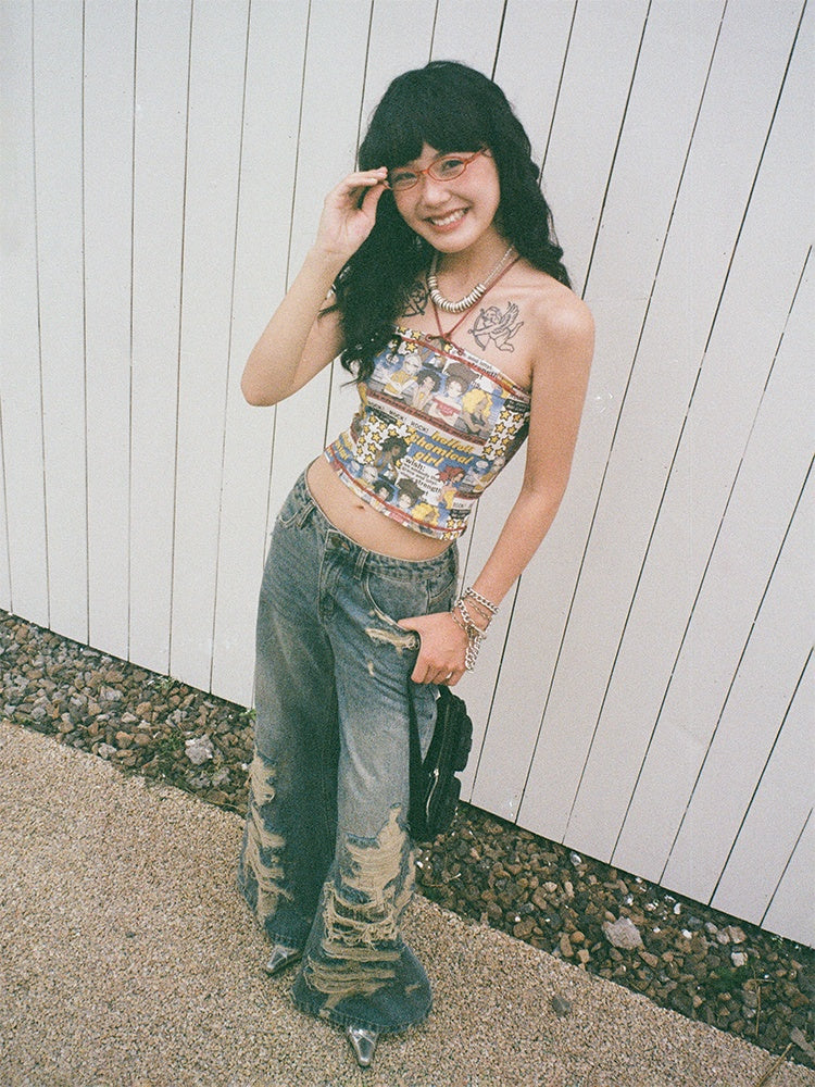 "Shibuya Beauty" Manga Print Bandeau【s0000013414】
