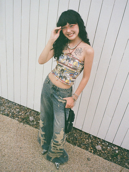 "Shibuya Beauty" Manga Print Bandeau【s0000013414】