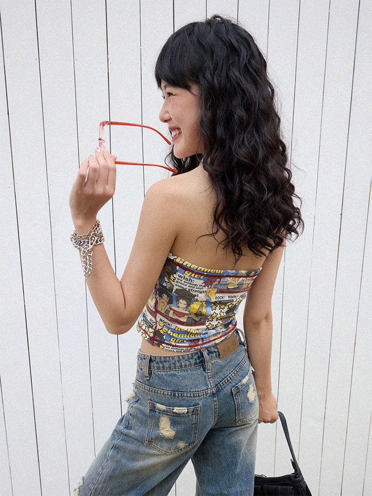 "Shibuya Beauty" Manga Print Bandeau【s0000013414】