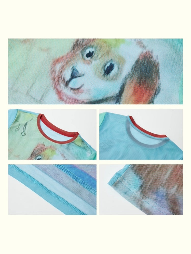 Graffiti Puppy Mesh Short Sleeve T-Shirt【s0000013415】