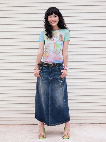 Graffiti Puppy Mesh Short Sleeve T-Shirt【s0000013415】