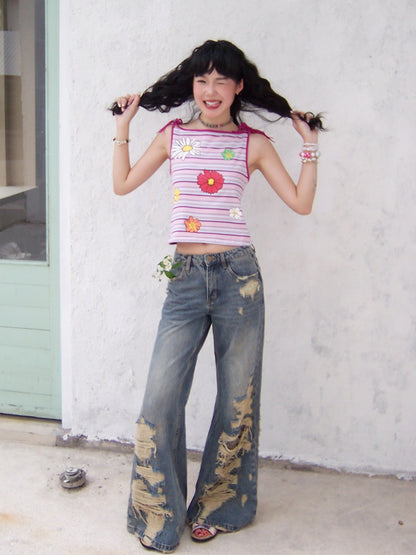 "Wild Daisy" Striped Camisole【s0000013419】