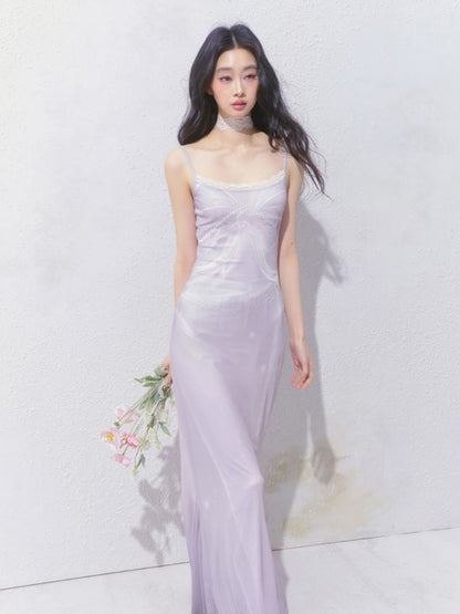 [Moonlight Glass] Original Lace Print Mermaid Stretch Waist Camisole Dress【s0000013532】