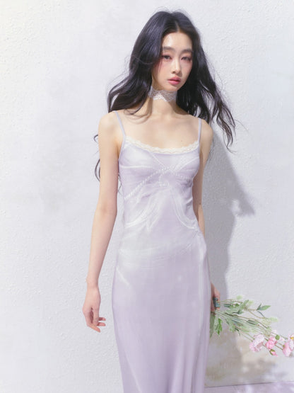 [Moonlight Glass] Original Lace Print Mermaid Stretch Waist Camisole Dress【s0000013532】