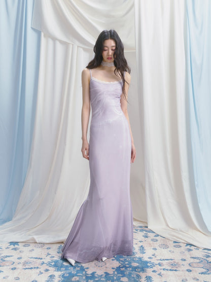 [Moonlight Glass] Original Lace Print Mermaid Stretch Waist Camisole Dress【s0000013532】