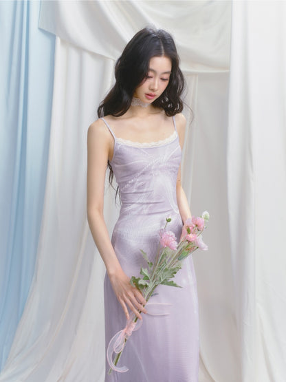 [Moonlight Glass] Original Lace Print Mermaid Stretch Waist Camisole Dress【s0000013532】