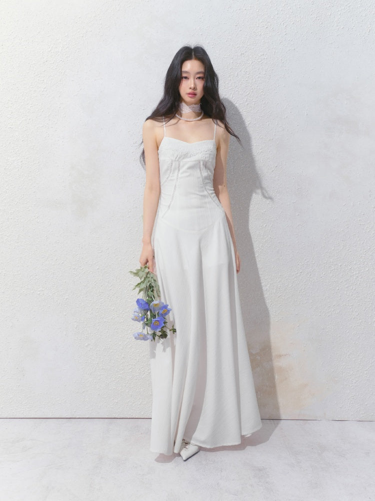 [Ivory Church] Original French Lace Ribbon Maxi A-Line Waist Dress & Shirt【s0000013534】