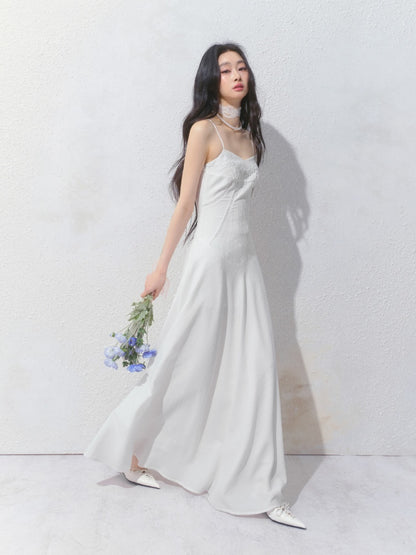 [Ivory Church] Original French Lace Ribbon Maxi A-Line Waist Dress & Shirt【s0000013534】