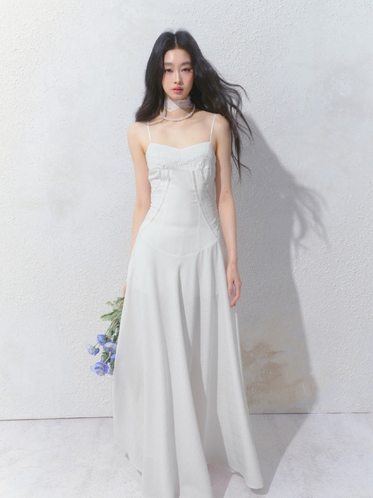 [Ivory Church] Original French Lace Ribbon Maxi A-Line Waist Dress & Shirt【s0000013534】