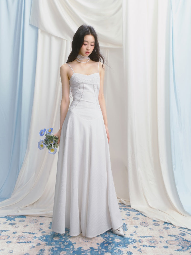 [Ivory Church] Original French Lace Ribbon Maxi A-Line Waist Dress & Shirt【s0000013534】