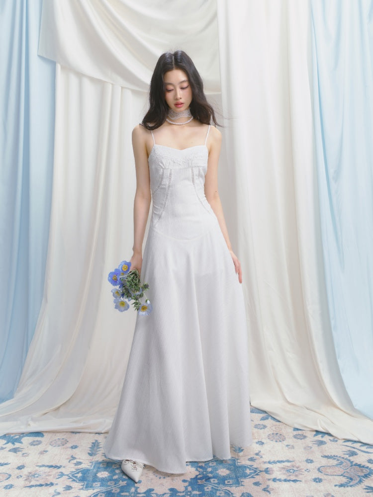 [Ivory Church] Original French Lace Ribbon Maxi A-Line Waist Dress & Shirt【s0000013534】