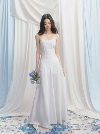 [Ivory Church] Original French Lace Ribbon Maxi A-Line Waist Dress & Shirt【s0000013534】