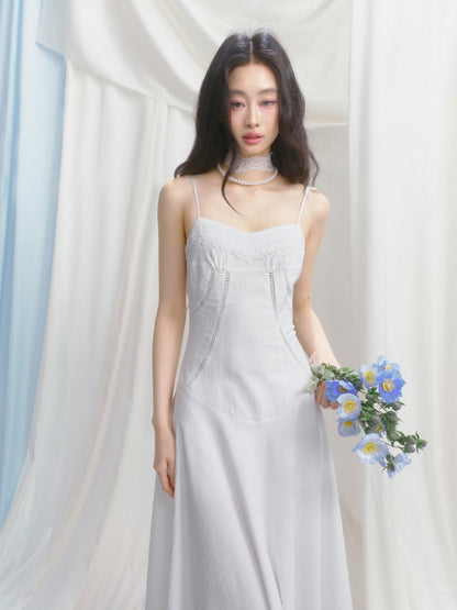 [Ivory Church] Original French Lace Ribbon Maxi A-Line Waist Dress & Shirt【s0000013534】