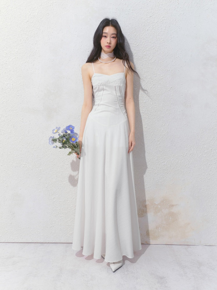 [Ivory Church] Original French Lace Ribbon Maxi A-Line Waist Dress & Shirt【s0000013534】