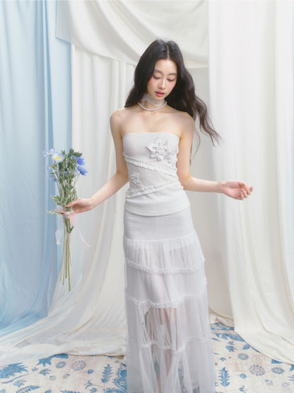 [Gardenia Jasmine] Original Floating Flower Texture Slim Bandeau【s0000013535】