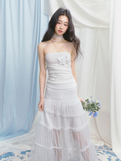 [Gardenia Jasmine] Original Floating Flower Texture Slim Bandeau【s0000013535】