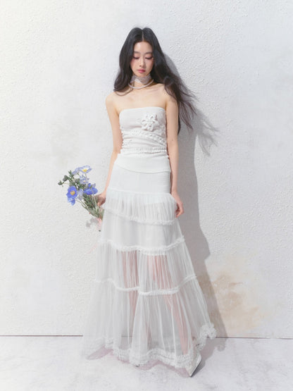 [Gardenia Jasmine] Original Floating Flower Texture Slim Bandeau【s0000013535】