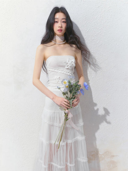 [Gardenia Jasmine] Original Floating Flower Texture Slim Bandeau【s0000013535】