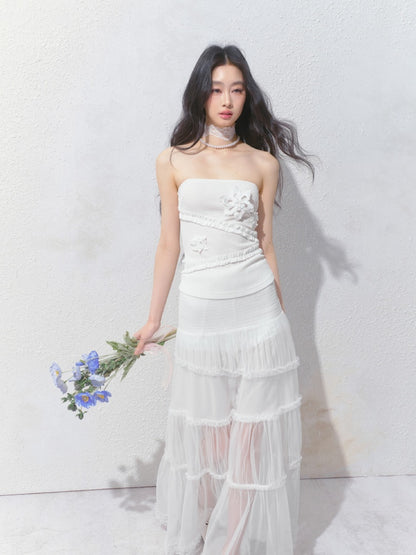 [Gardenia Jasmine] Original Floating Flower Texture Slim Bandeau【s0000013535】