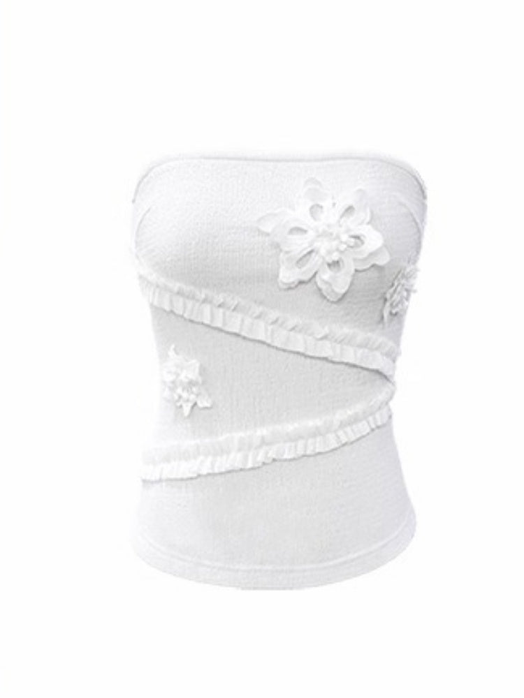 [Gardenia Jasmine] Original Floating Flower Texture Slim Bandeau【s0000013535】
