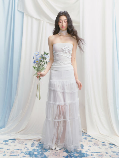 [Gardenia Jasmine] Original Floating Flower Texture Slim Bandeau【s0000013535】