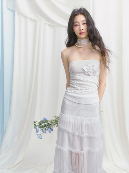 [Gardenia Jasmine] Original Floating Flower Texture Slim Bandeau【s0000013535】