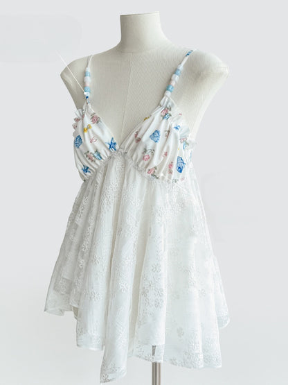[Island Memory] Original Printed Lace Soft & Comfortable Camisole【s0000013537】