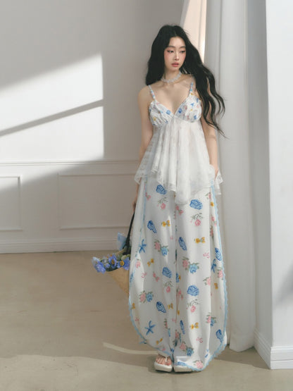 [Island Memory] Original Printed Lace Soft & Comfortable Camisole【s0000013537】