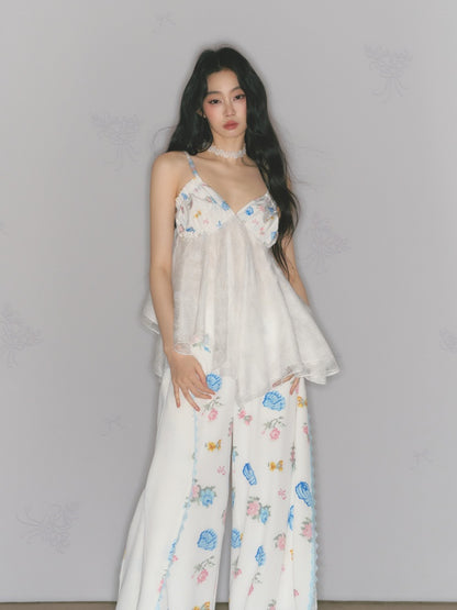 [Island Memory] Original Printed Lace Soft & Comfortable Camisole【s0000013537】