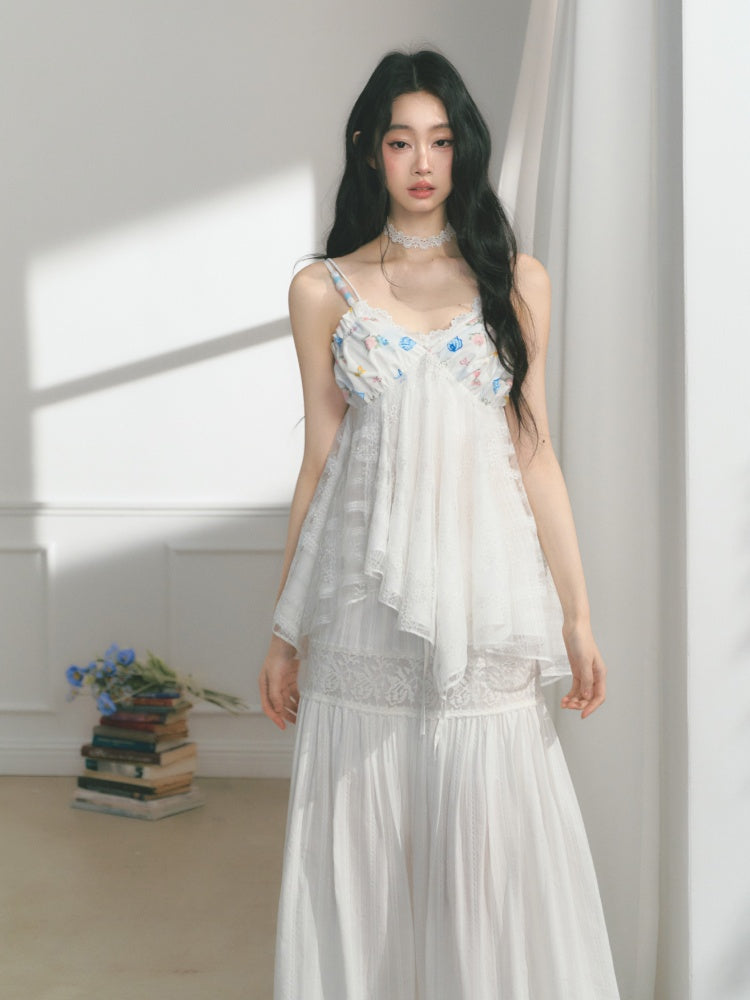 [Island Memory] Original Printed Lace Soft & Comfortable Camisole【s0000013537】