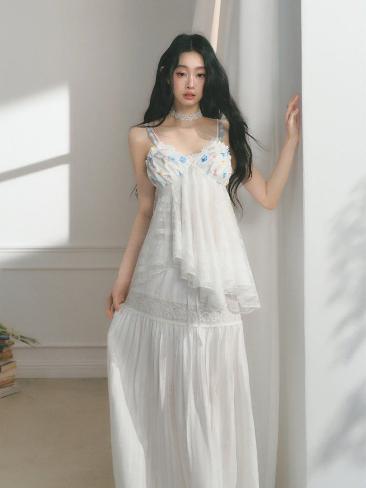 [Island Memory] Original Printed Lace Soft & Comfortable Camisole【s0000013537】
