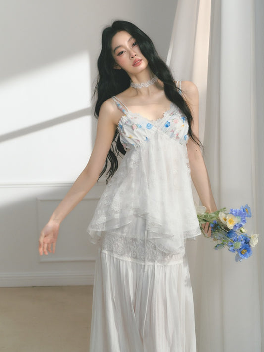[Island Memory] Original Printed Lace Soft & Comfortable Camisole【s0000013537】