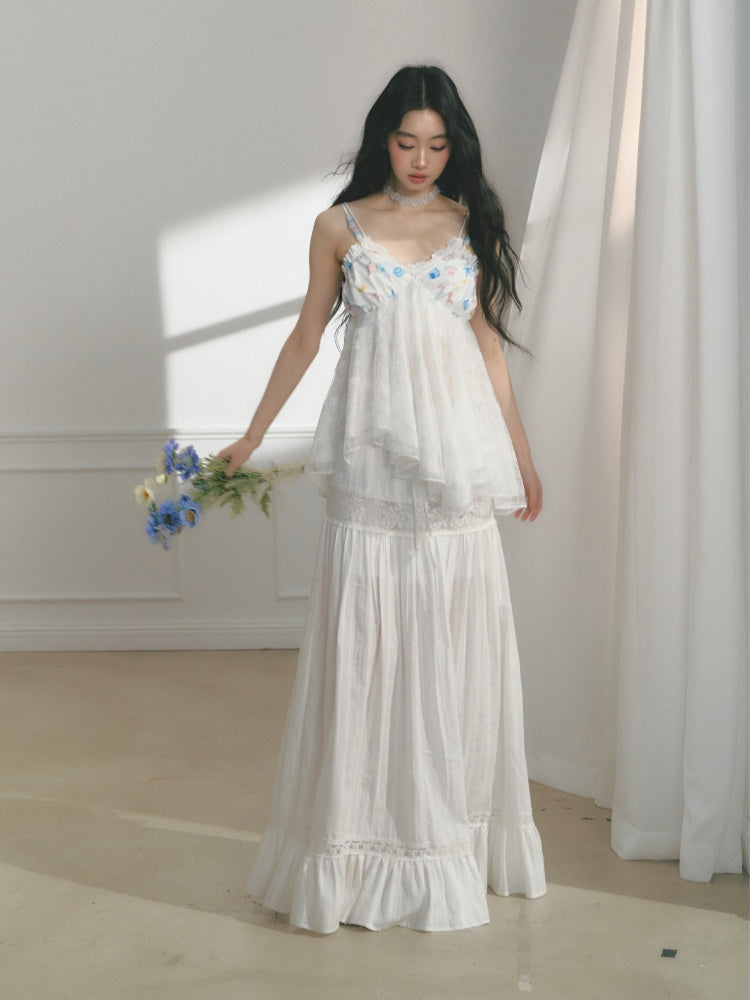 [Island Memory] Original Printed Lace Soft & Comfortable Camisole【s0000013537】