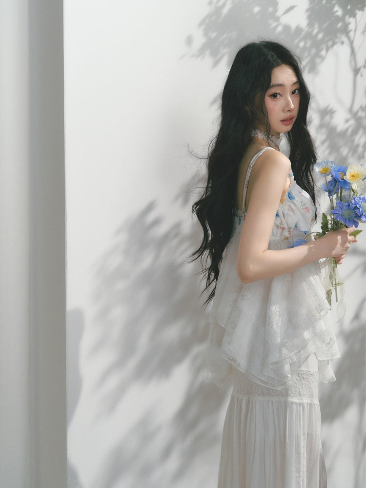 [Island Memory] Original Printed Lace Soft & Comfortable Camisole【s0000013537】