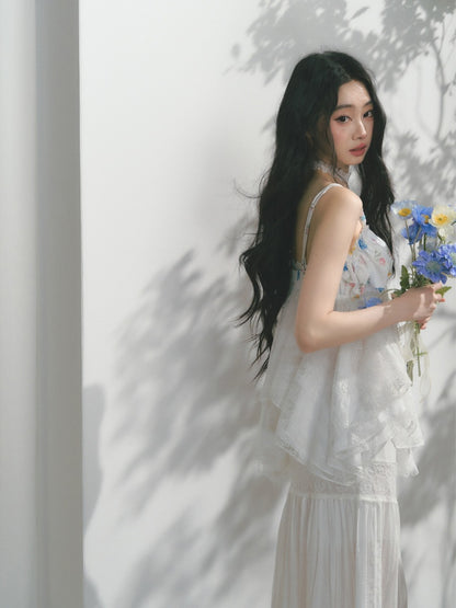 [Island Memory] Original Printed Lace Soft & Comfortable Camisole【s0000013537】