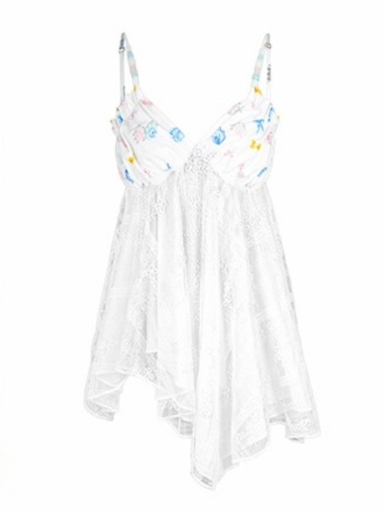 [Island Memory] Original Printed Lace Soft & Comfortable Camisole【s0000013537】