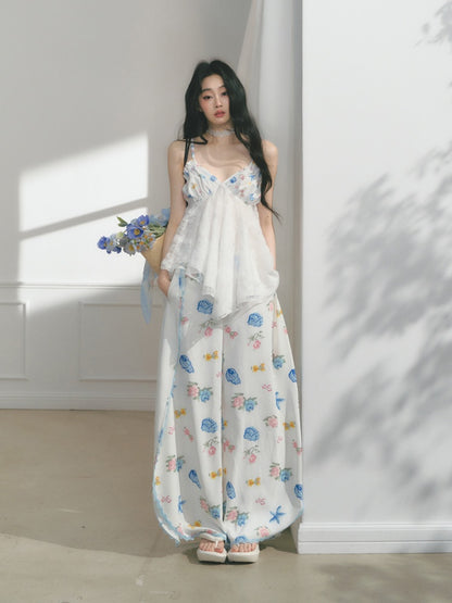 [Island Memory] Original Printed Lace Soft & Comfortable Camisole【s0000013537】