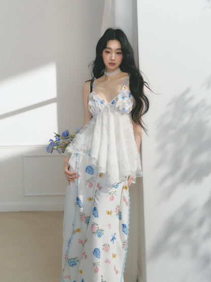 [Island Memory] Original Printed Lace Soft & Comfortable Camisole【s0000013537】