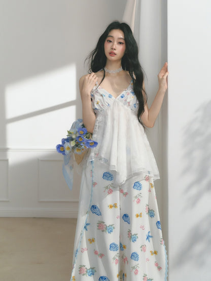 [Island Memory] Original Printed Lace Soft & Comfortable Camisole【s0000013537】