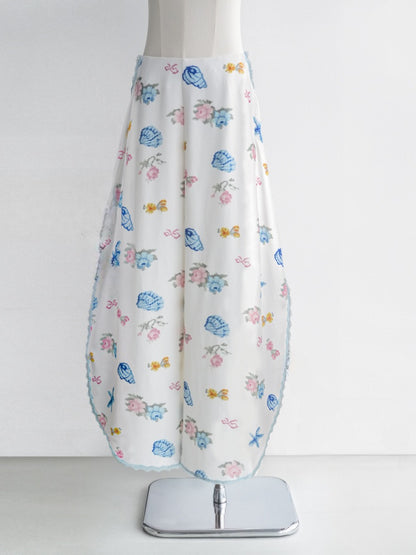 [Island Memory] Original Floral Ocean Print Edge Lace Wide Leg Loose Pants【s0000013538】