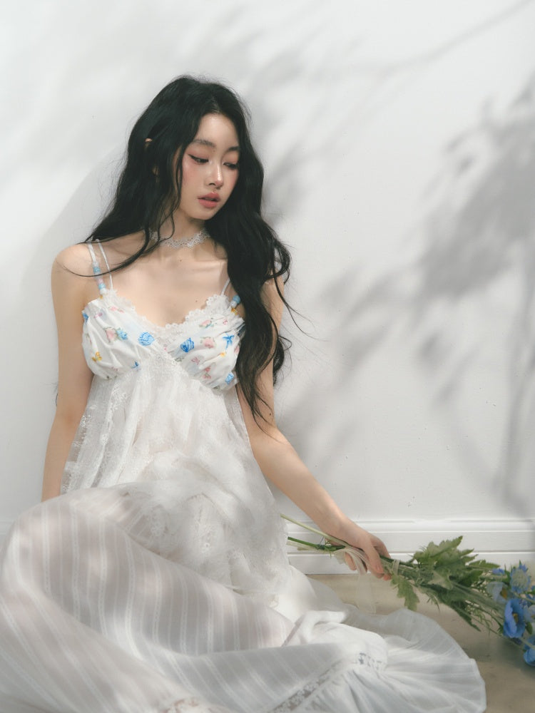 [Early Morning Vanilla] Original Vintage Jacquard Lace Cut Out Ruffled Skirt【s0000013539】