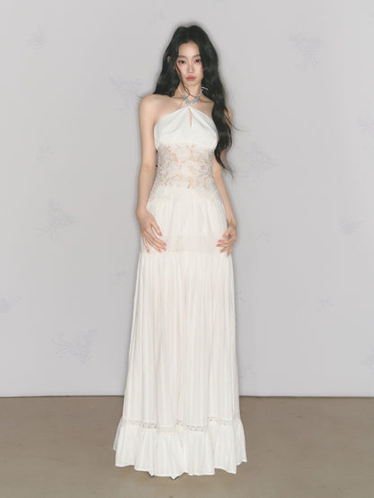 [Early Morning Vanilla] Original Vintage Jacquard Lace Cut Out Ruffled Skirt【s0000013539】