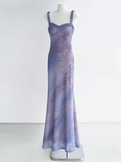 [Flowering Pinellia] Original Bandeau Mesh Pleated Stretch Waist Dress【s0000013541】