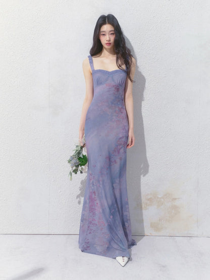 [Flowering Pinellia] Original Bandeau Mesh Pleated Stretch Waist Dress【s0000013541】