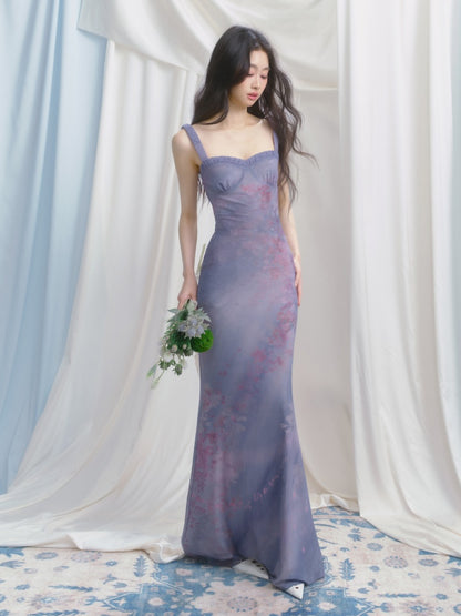 [Flowering Pinellia] Original Bandeau Mesh Pleated Stretch Waist Dress【s0000013541】