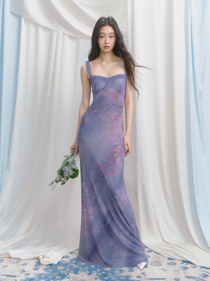 [Flowering Pinellia] Original Bandeau Mesh Pleated Stretch Waist Dress【s0000013541】