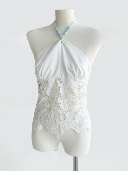 [Mermaid Tears] Original Cut-Out Embroidery Jacquard Waist Slimming Tops【s0000013543】