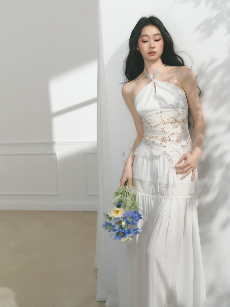 [Mermaid Tears] Original Cut-Out Embroidery Jacquard Waist Slimming Tops【s0000013543】