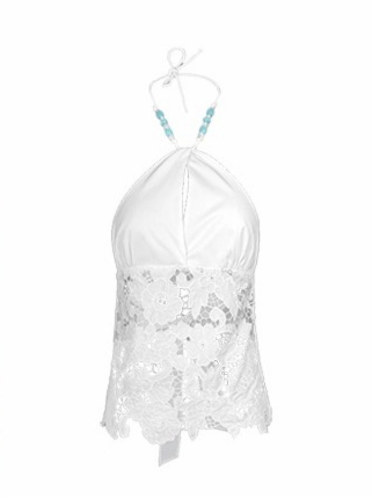[Mermaid Tears] Original Cut-Out Embroidery Jacquard Waist Slimming Tops【s0000013543】